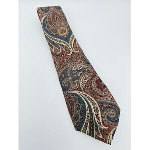 Christian Dior Silk Tie Paisley Cream Rose Blue Gorgeous Vintage Tie